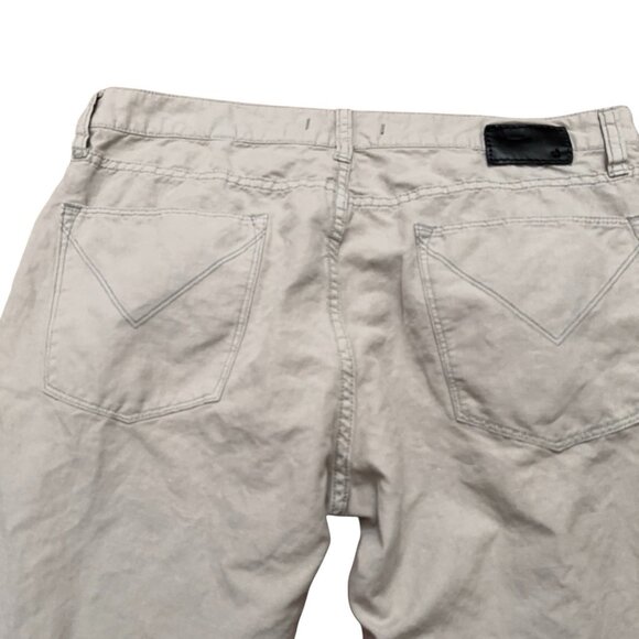 John Varvatos Pants Mens 34 Authentic Classic Straight Linen Cotton Blend Beige - Picture 4 of 8